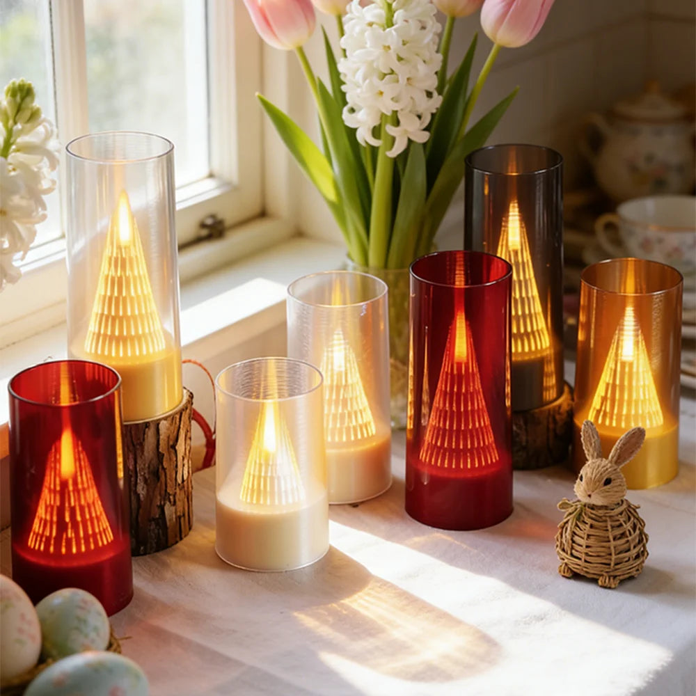 3 Stk. Flammefri LED-Stearinlys med Flammeeffekt