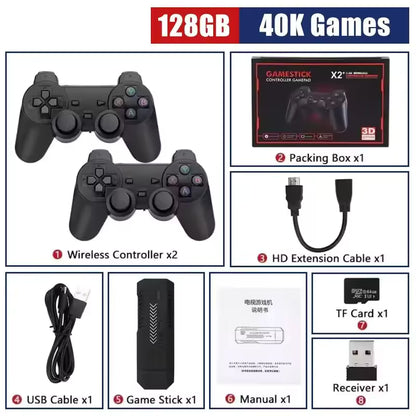 X2 Plus GD10 Pro 4K Retrospilkonsol med Trådløse Controllere, 3D HD-Gaming, 50 Emulatorer og 64 GB/128 GB/256 GB Lagerplads – Op til 58.000 Spil