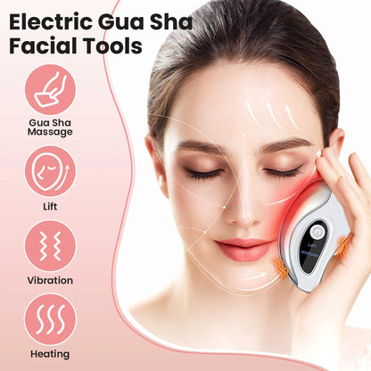 Elektrisk Gua Sha Ansigts- & Nakkemassager – Løfter, Opstrammer & Fornyende Pleje