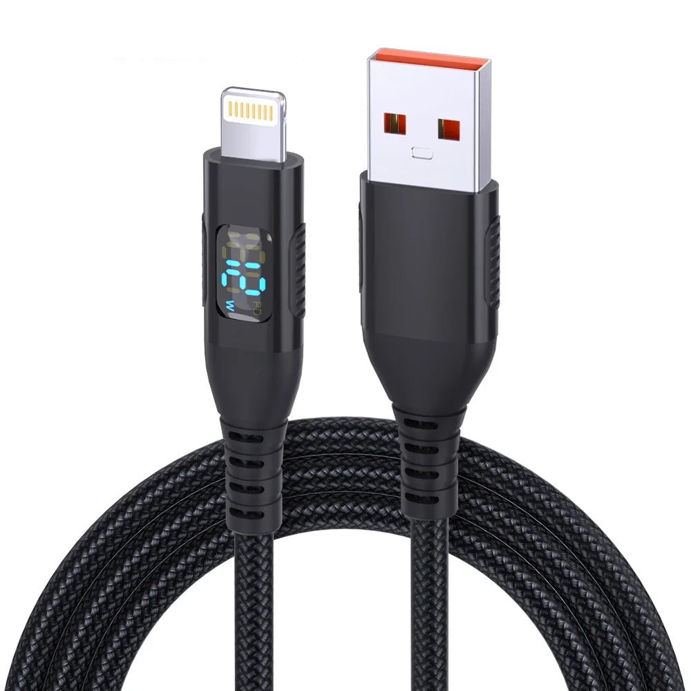 USB-A til Lightning Opladningskabel med LED-Display