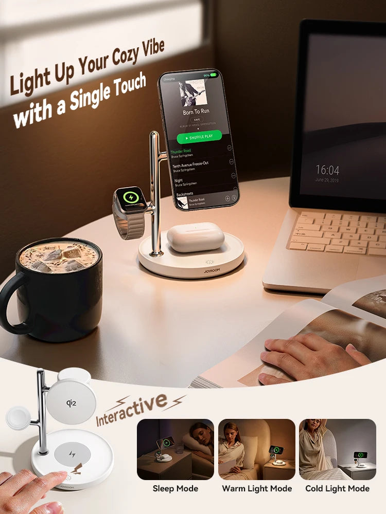 Qi2 Magnetisk Trådløs Opladningslampe til iPhone, iWatch, AirPods