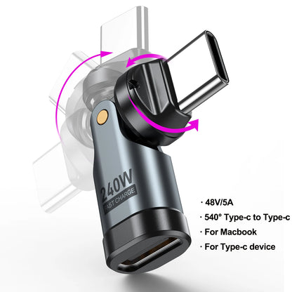 PD240W 540° Roterende USB-C Hurtig Opladningsadapter