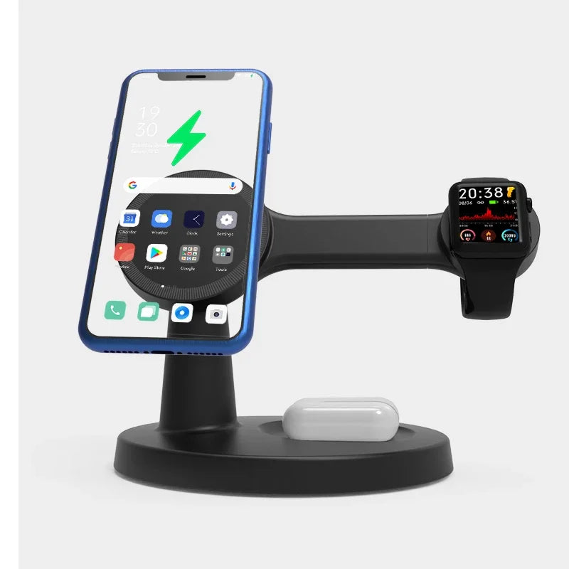 3-i-1 Magnetisk Trådløs Oplader til iPhone, Apple Watch og AirPods