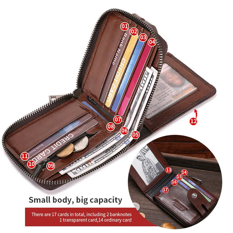 Herre Læder Bifold Pung med RFID-Blokering