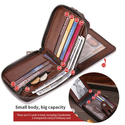 Herre Læder Bifold Pung med RFID-Blokering