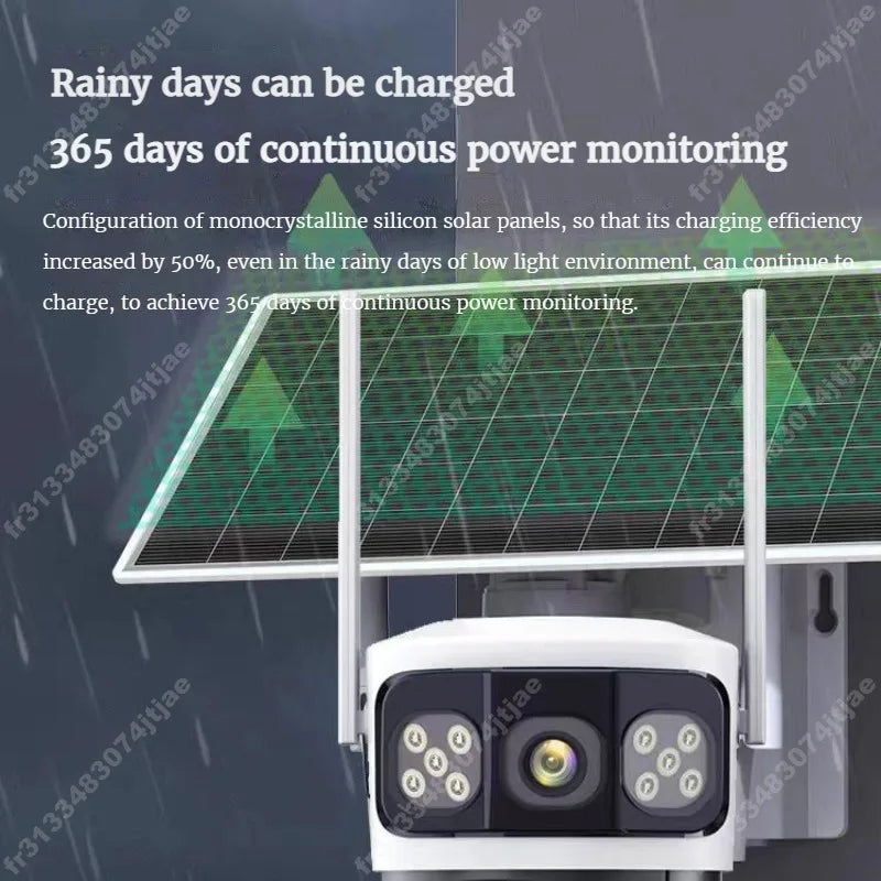 4K Dobbelt Linse Solcelledrevet Overvågningskamera