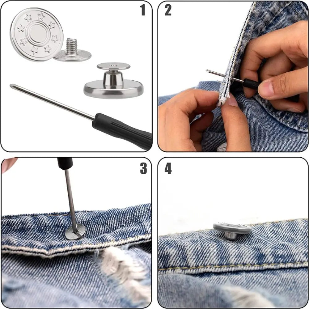 10 stk. Jeansknapper Uden Syning