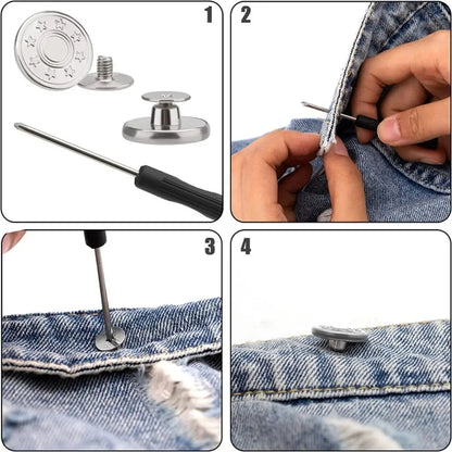10 stk. Jeansknapper Uden Syning