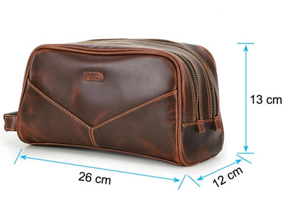 Herre Rejsetoilettaske i Ægte Læder