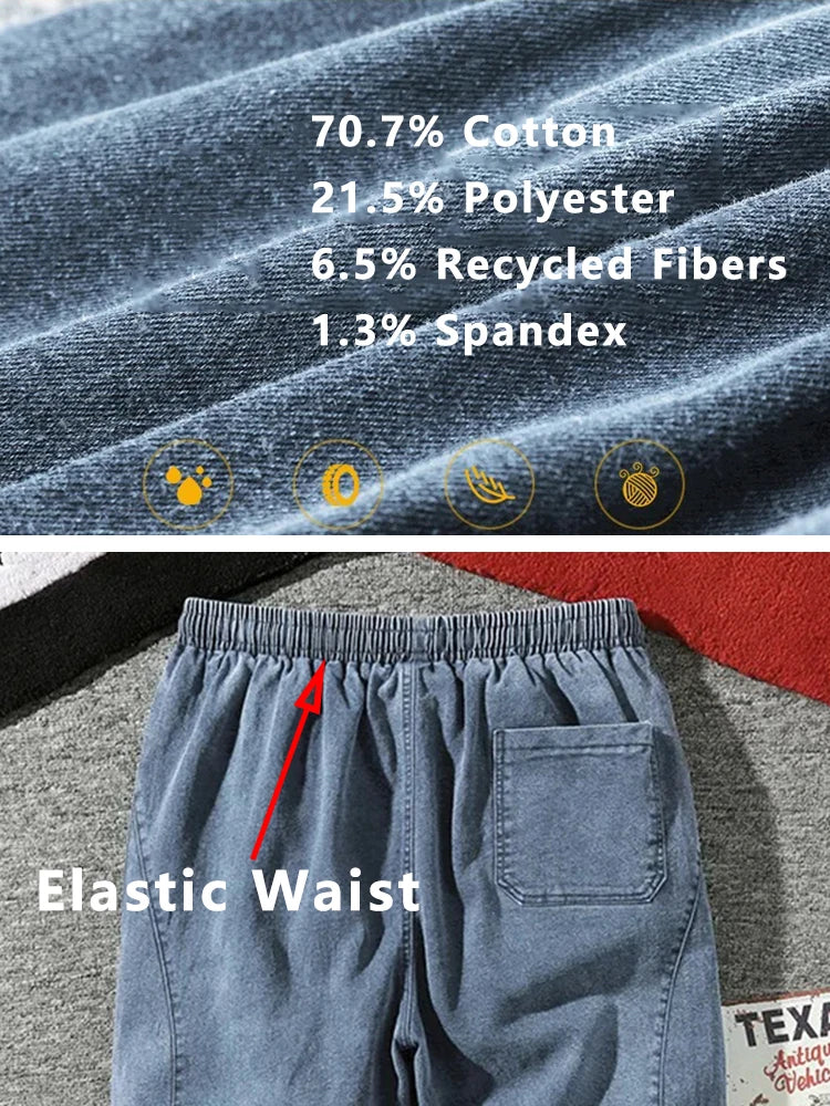 Herre Streetwear Cargo Jeans Sort og Blå