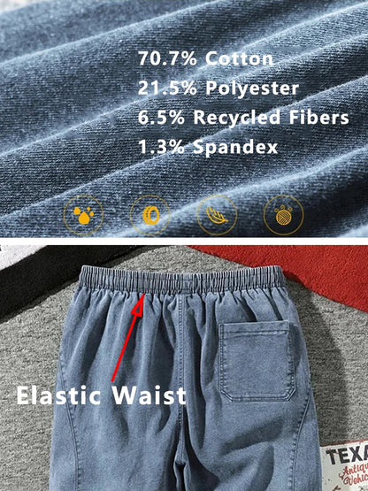 Herre Streetwear Cargo Jeans Sort og Blå