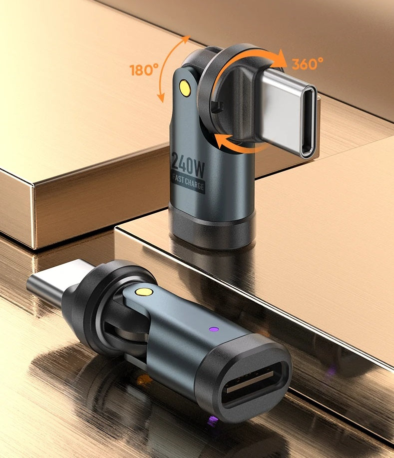 PD240W 540° Roterende USB-C Hurtig Opladningsadapter