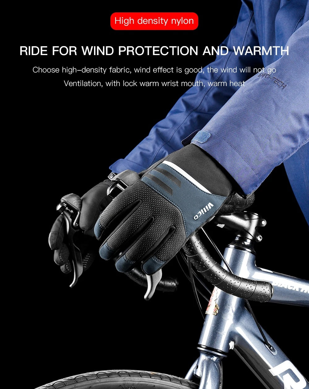 Vinter Vandtætte Fleece Cykelhandsker med Touchskærm
