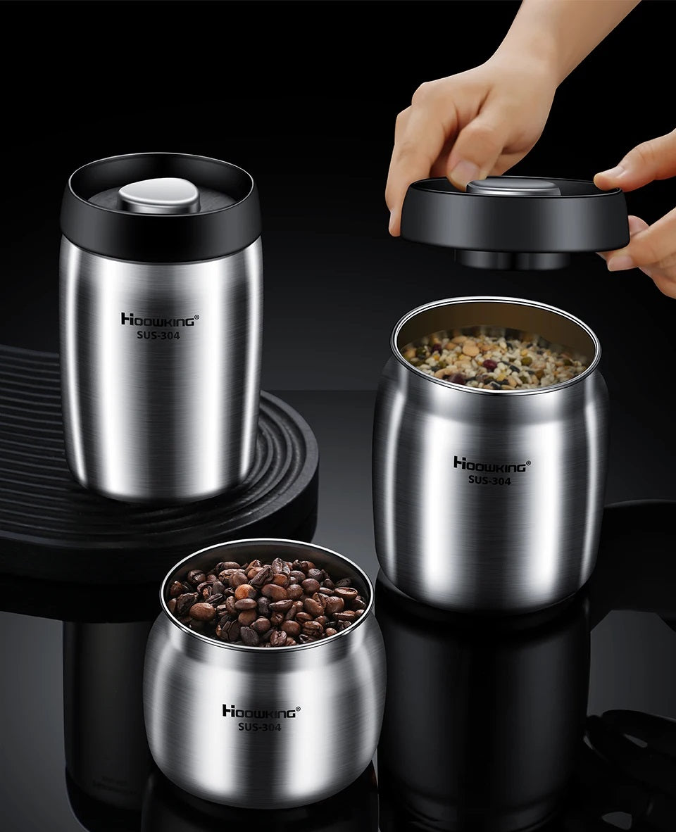 Rustfrit Stål Vakuumforseglet Kaffebønnebeholder