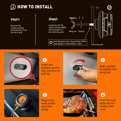 Smart Bluetooth Stegetermometer til Grill, Rygeovn og Ovn – med App-styring