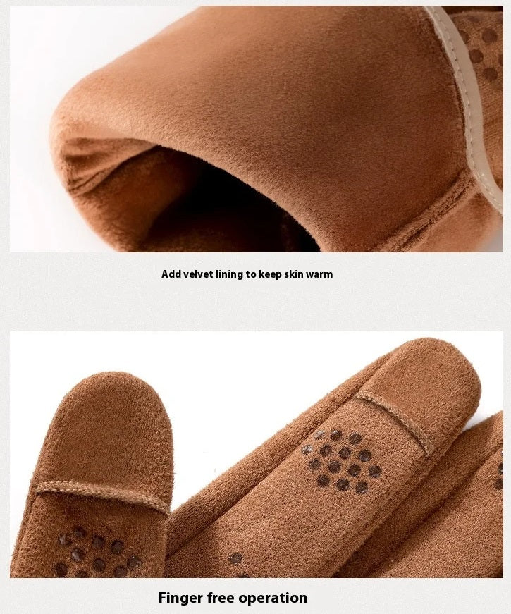 Varme Ruskind Vinterhandsker med Touchscreen til Mænd