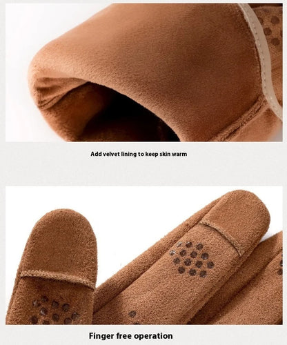 Varme Ruskind Vinterhandsker med Touchscreen til Mænd