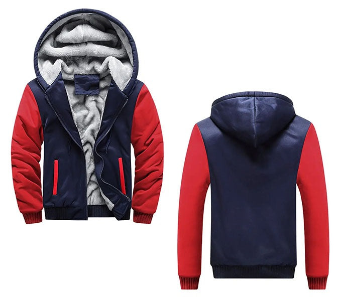 Herre Tyk Fleece Vinterjakke med Hætte