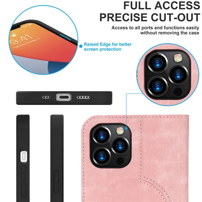Magnetisk Læder Pung Cover til iPhone