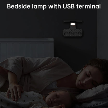 T-formet Strømskinne med USB og Natlys