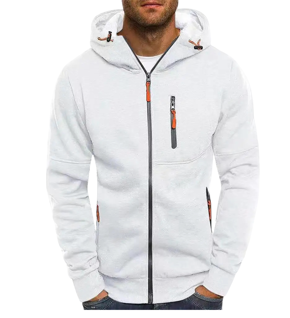 Herre Slim Fit Hættetrøje med Lynlås