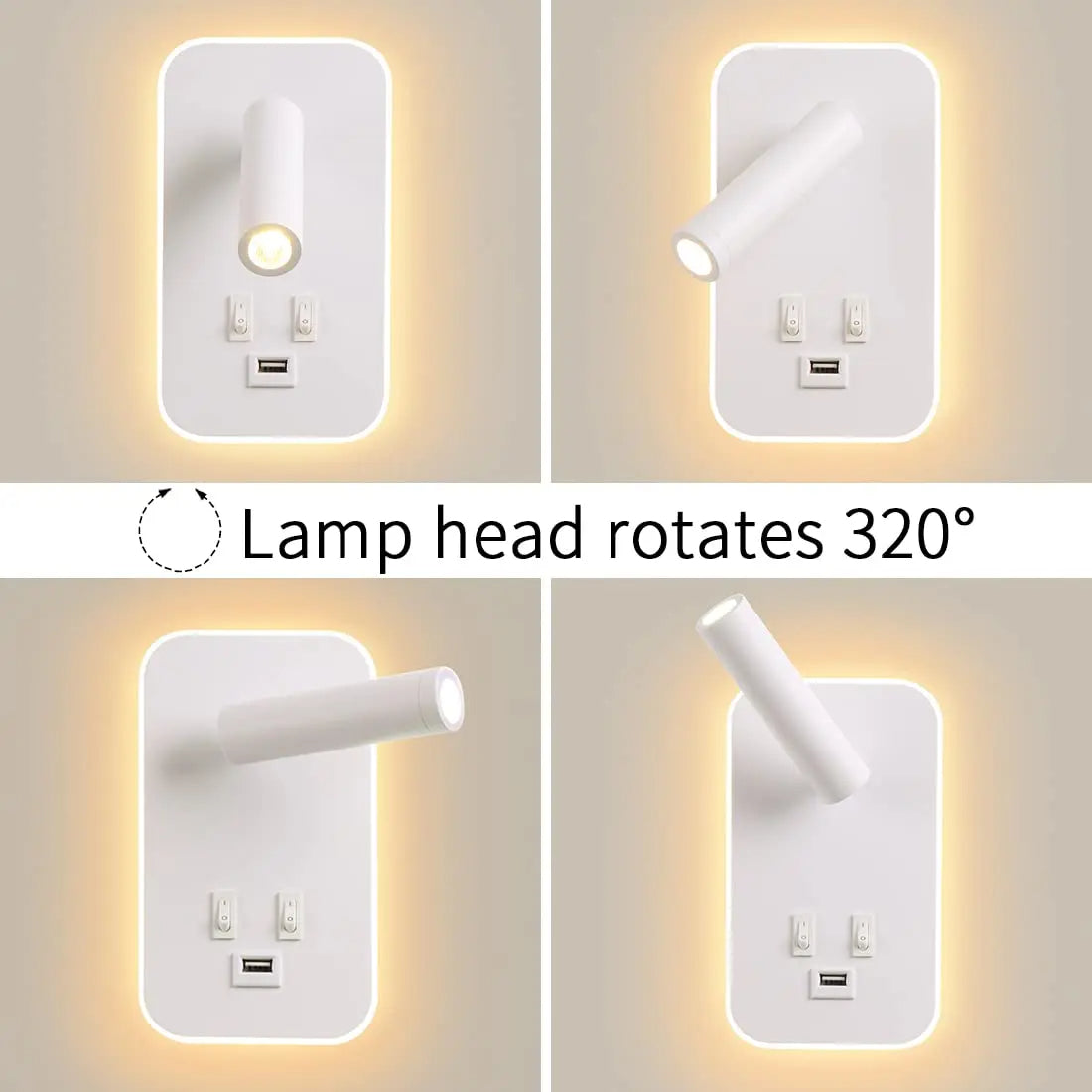 Vægmonteret LED-Lampe med USB-Port