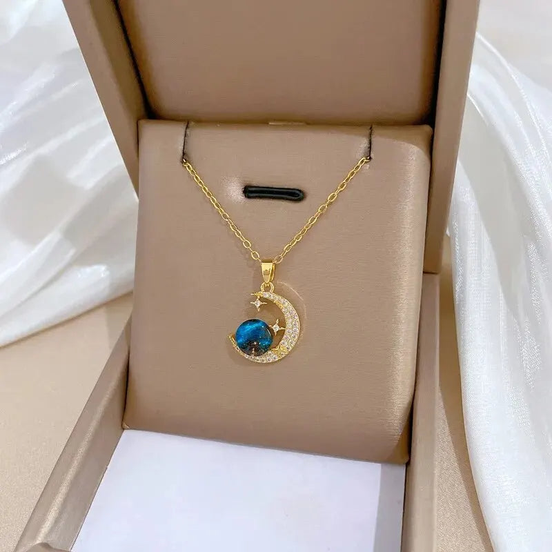 Stjerne- og Månevedhæng Halskæde til Kvinder