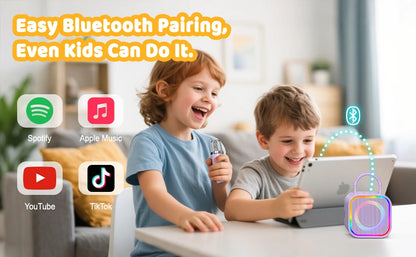 Mini Bluetooth Karaoke Højttaler til Børn med 2 Mikrofoner