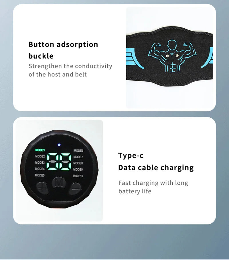 USB EMS Abdominal Toningsbælte