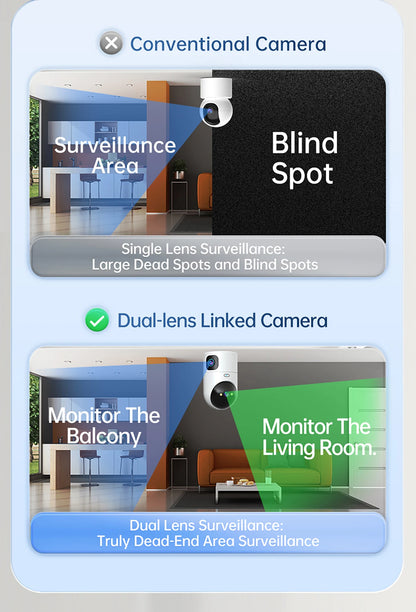 4K WiFi Sikkerhedskamera Dobbelt Linse