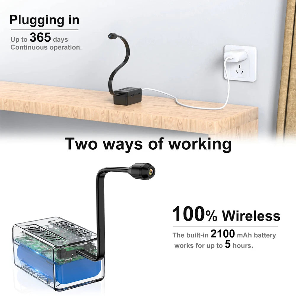 HD 1080P Mini WiFi-sikkerhedskamera med Persondetektion