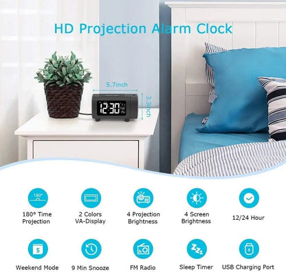 180° Projektionsvækkeur med USB-opladning