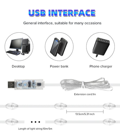 RGB USB Lyskæde med Fjernbetjening