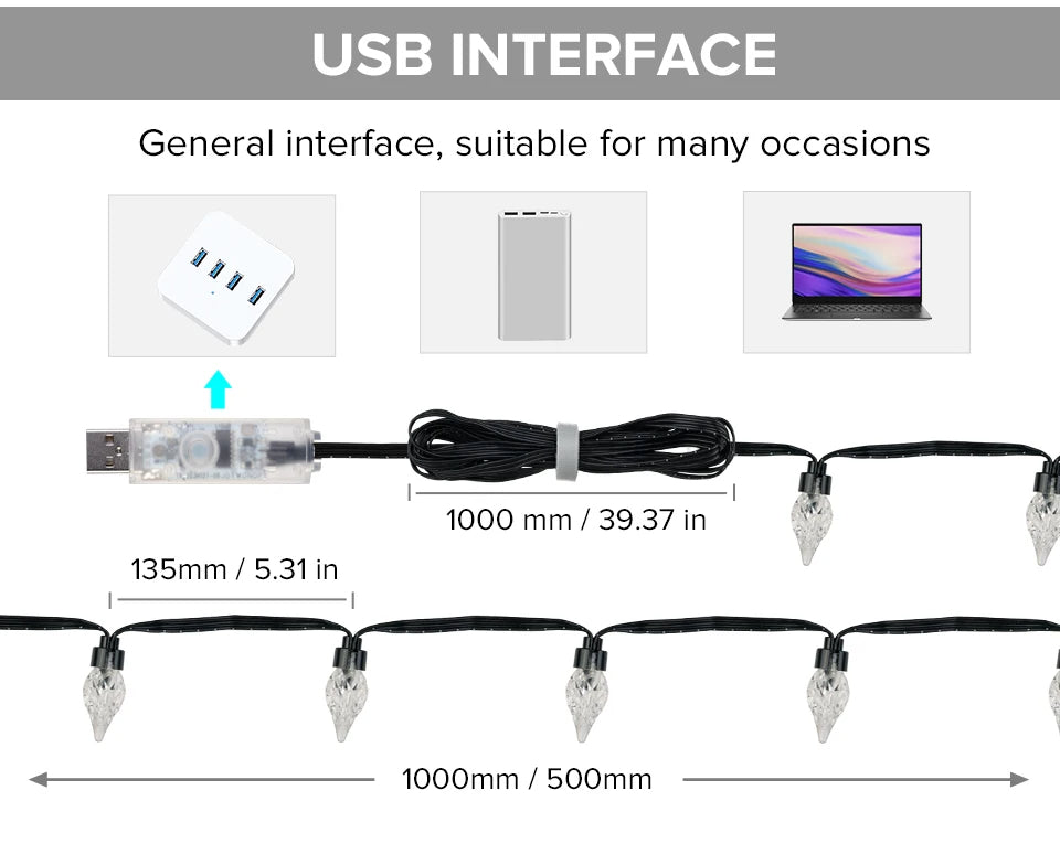 RGB USB Lyskæde med Fjernbetjening