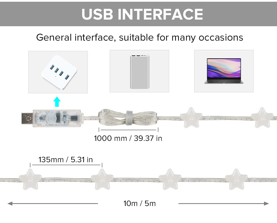 RGB USB Lyskæde med Fjernbetjening