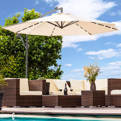 Elegant Udendørs Parasol med LED og Solcellepanel - Vælg mellem 300 cm eller 350 cm