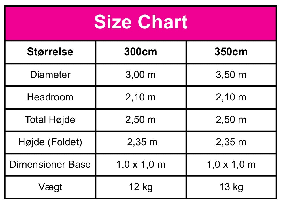 Elegant Udendørs Parasol med LED og Solcellepanel - Vælg mellem 300 cm eller 350 cm