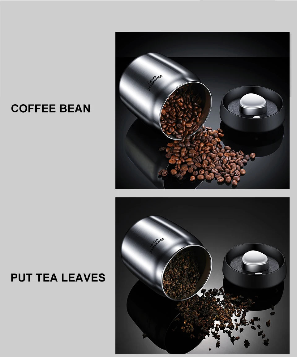Rustfrit Stål Vakuumforseglet Kaffebønnebeholder