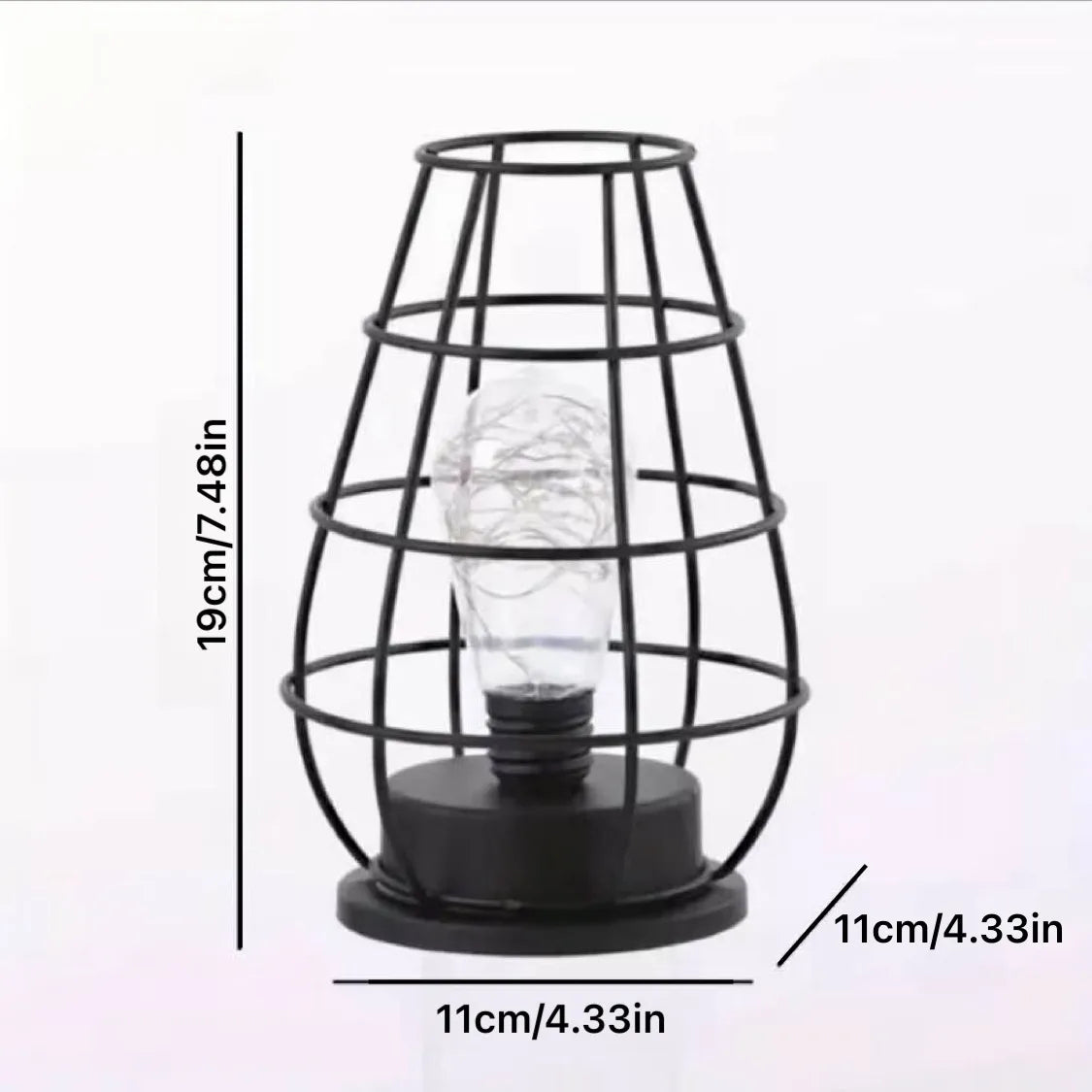 Batteridrevet LED Natlampe med Jernbur