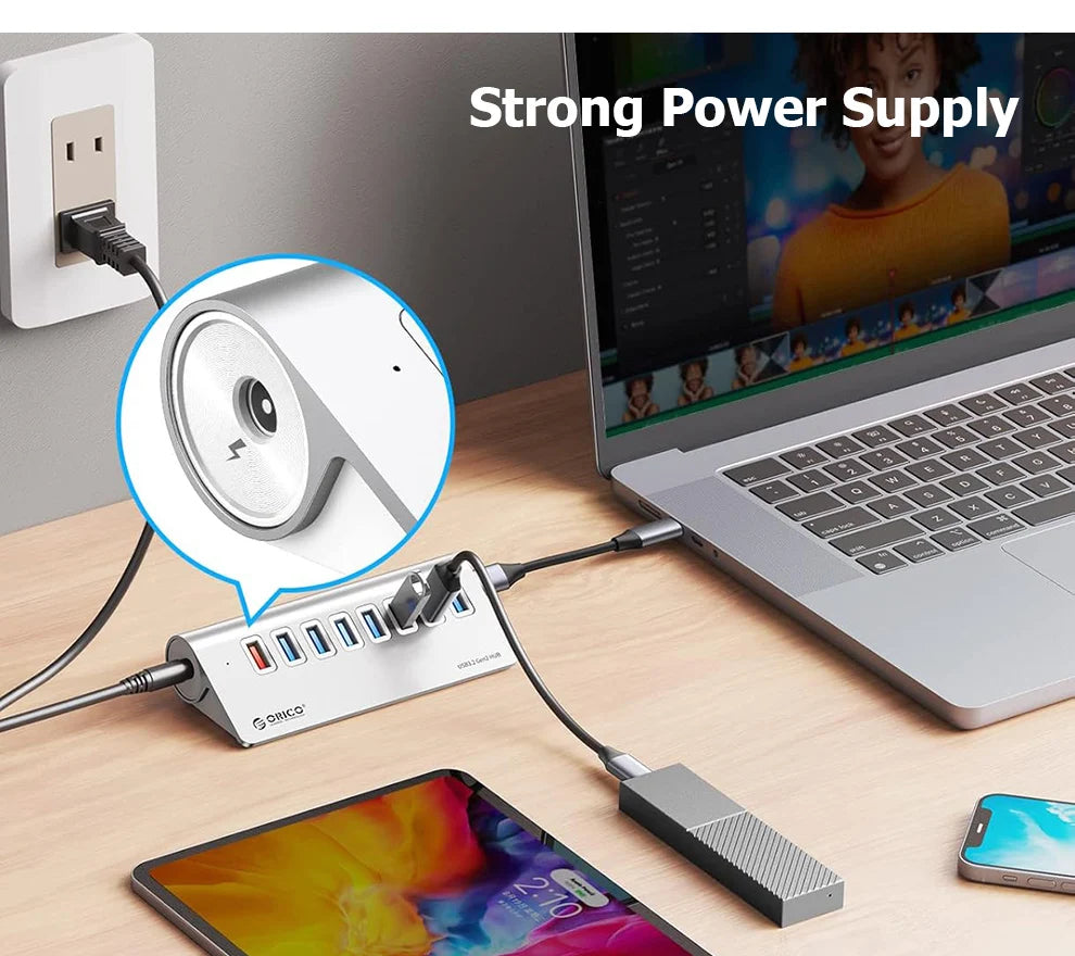 USB C Hub med PD60W Opladning og Flere Porte