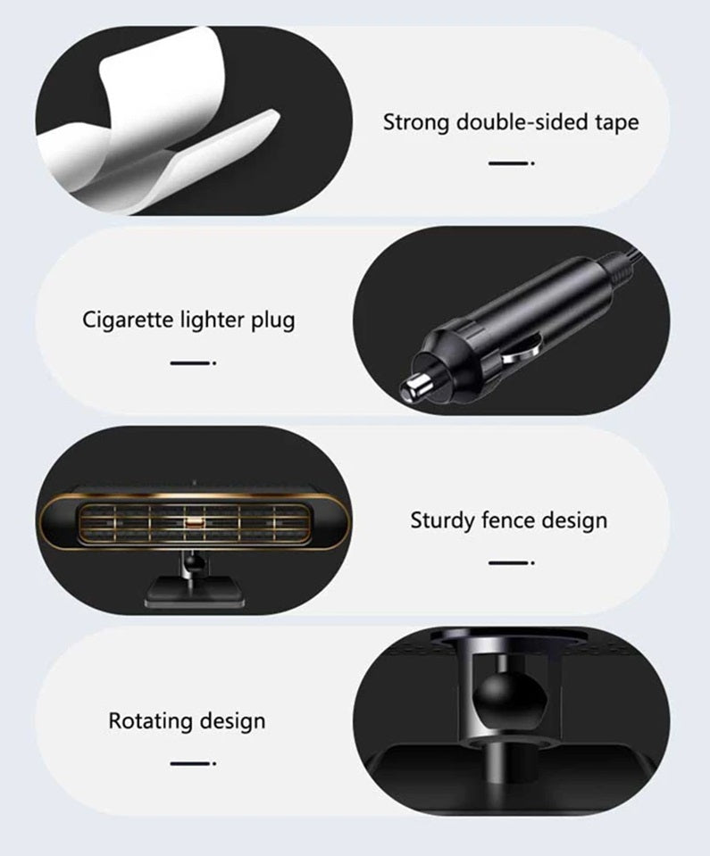 200W 12V Bilvarmer Ventilator Vinduesafdugning