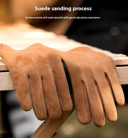 Varme Ruskind Vinterhandsker med Touchscreen til Mænd