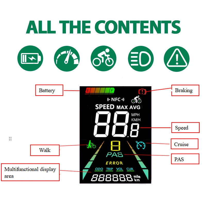 LCD-Display til Elektrisk Cykel og Elektrisk Løbehjul