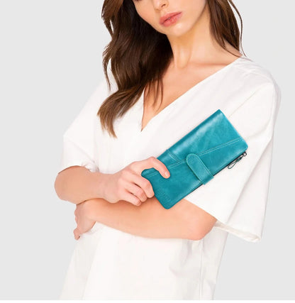 Lang Læderpung med Kortlommer og Møntpung