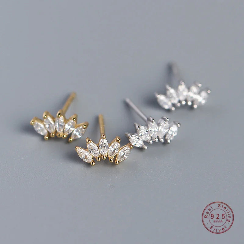 Ægte 925 Sterlingsølv Ørestikker med Krone-Design