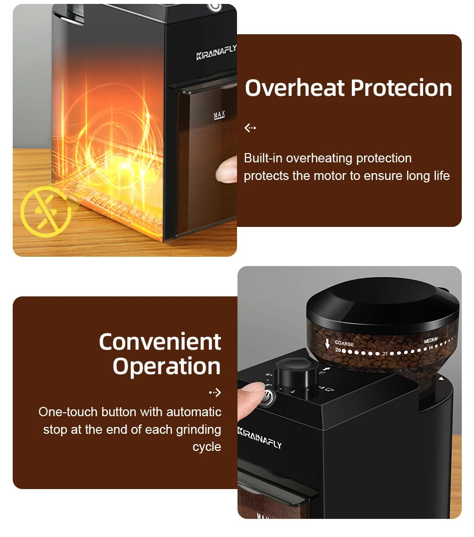 Elektrisk Kaffekværn med Burrfunktion og 28 Indstillinger