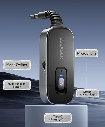 2-i-1 Bluetooth-Lydadapter med Modtager og Sender