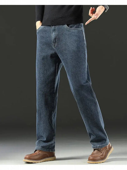 Herre Jeans med Løs Pasform Stretch og Lige Ben