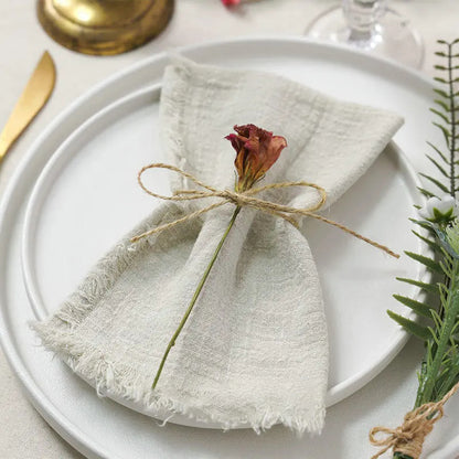 10 Stk. Vintage Bomuldsservietter til Bryllup og Fest