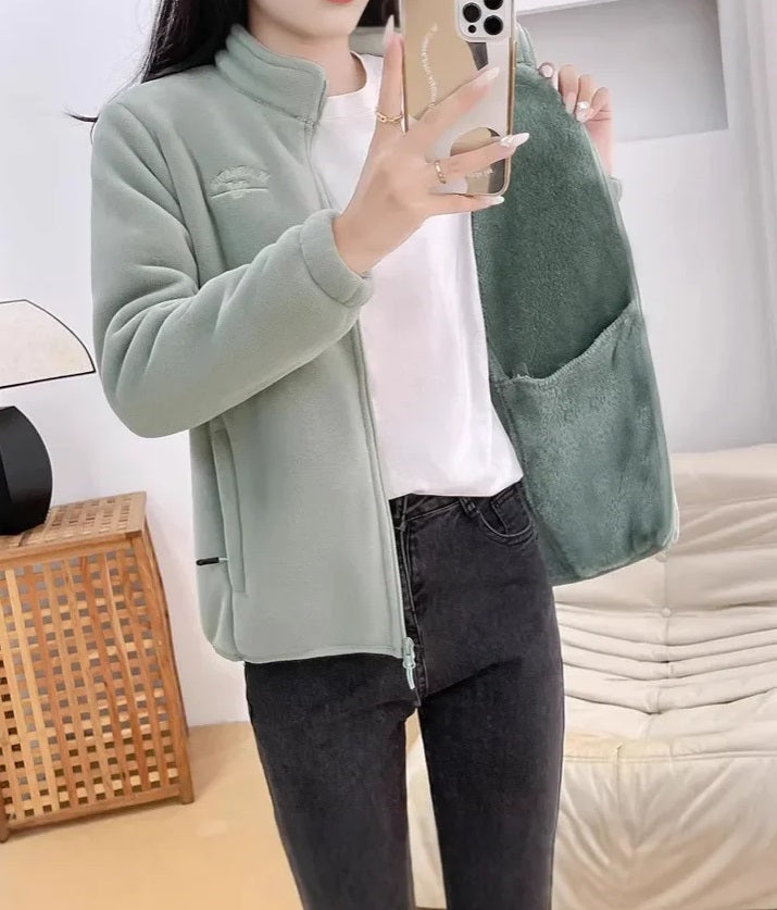 Tyk Fleece Vinterjakke med Lynlås til Kvinder